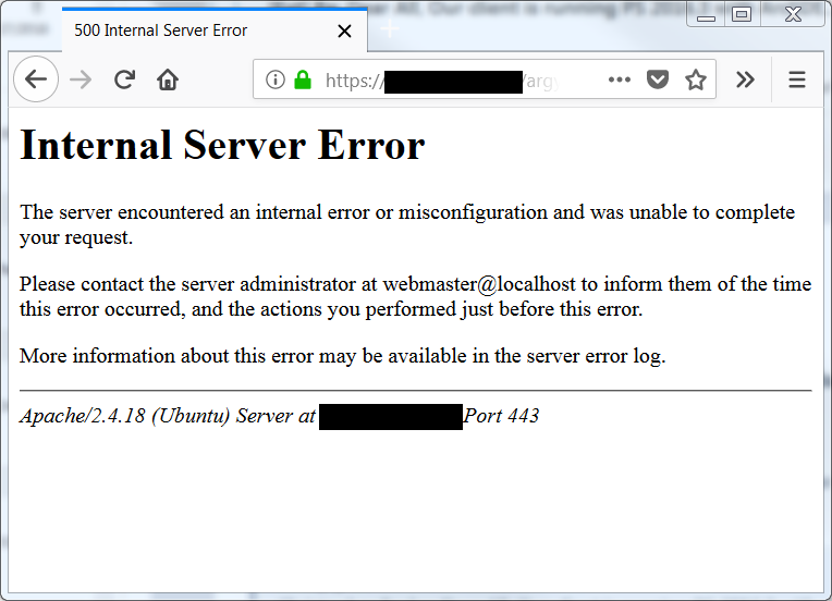 Internal server error